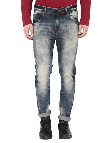 blue cotton blend washed jeans - 14433191 - Very Small Image - 1