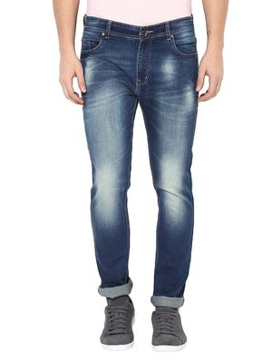 blue cotton blend washed jeans - 14433193 - Standard Image - 1