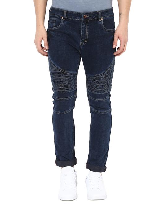 blue cotton blend biker jeans - 14433209 - Standard Image - 1