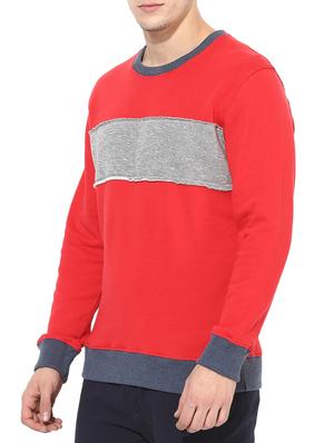 red cotton color block sweatshirt - 14433232 - Standard Image - 2
