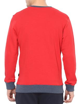 red cotton color block sweatshirt - 14433232 - Standard Image - 3
