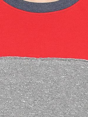 red cotton color block sweatshirt - 14433232 - Standard Image - 4