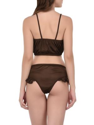brown solid nightwear set - 14433549 - Standard Image - 5