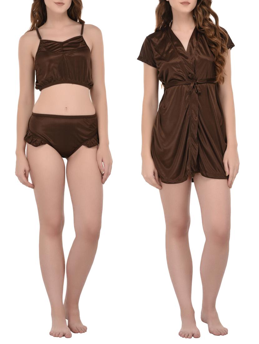 brown solid nightwear set - 14433549 - Zoom Image - 1