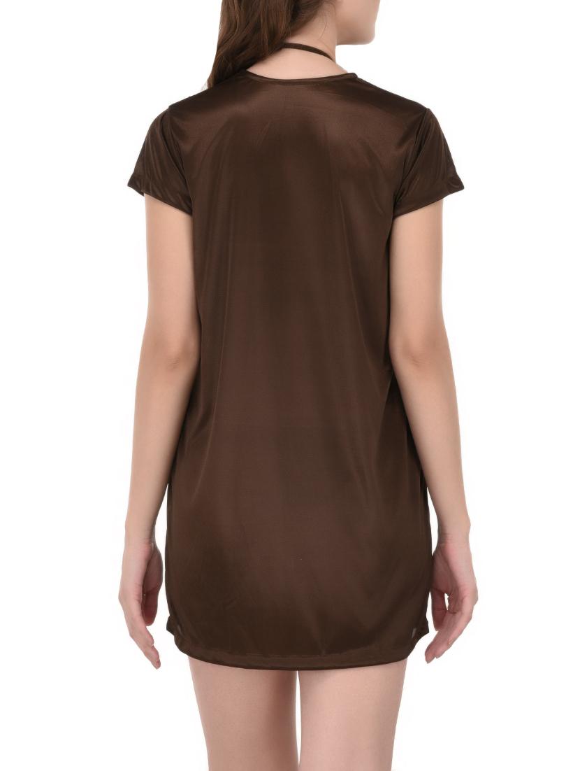 brown solid nightwear set - 14433549 - Zoom Image - 3