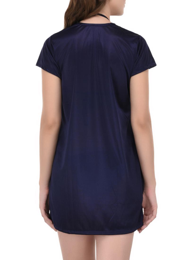 navy blue solid nightwear set - 14433550 - Zoom Image - 3