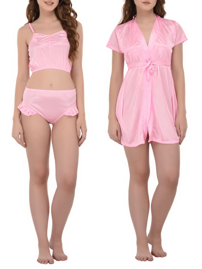 pink solid nightwear set - 14433551 - Zoom Image - 1