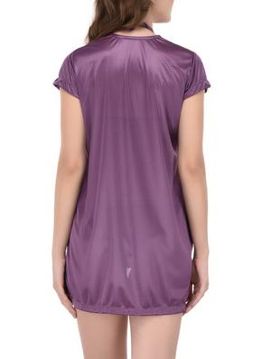 purple solid nightwear set - 14433552 - Standard Image - 3