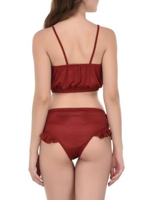 red satin sleepwear robe with bra panty set - 14433553 - Standard Image - 5