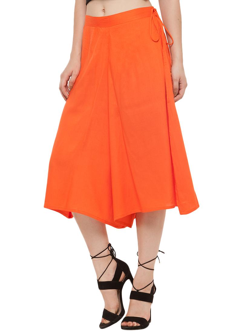 solid orange rayon culotte - 14433574 - Zoom Image - 2