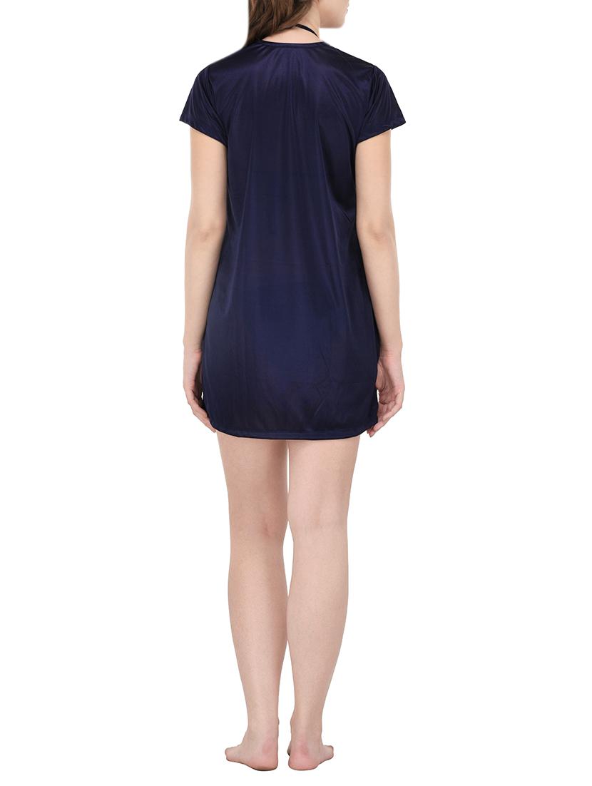 navy blue solid nightwear set - 14433678 - Zoom Image - 3