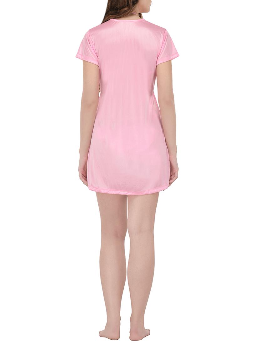 tie knot detail solid nightwear set - 14433679 - Zoom Image - 3