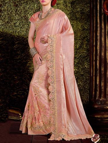 pink net embroidered saree with blouse - 14433766 - Very Small Image - 1