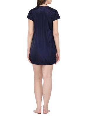 navy blue satin sleepwear robe - 14433800 - Standard Image - 3