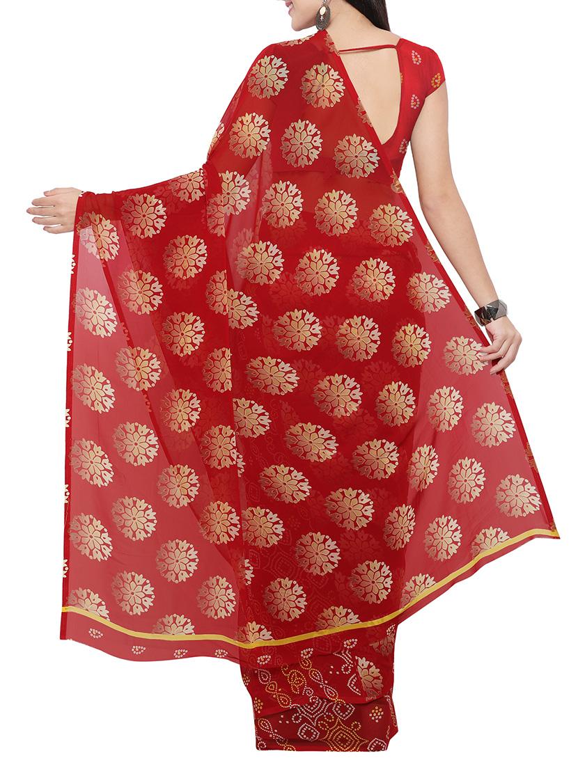 maroon georgette printed saree with blouse - 14433807 - Zoom Image - 2