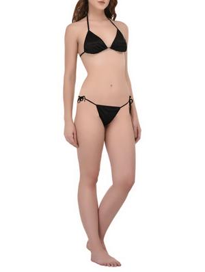 black satin sleepshirts with bra panty set - 14434088 - Standard Image - 4