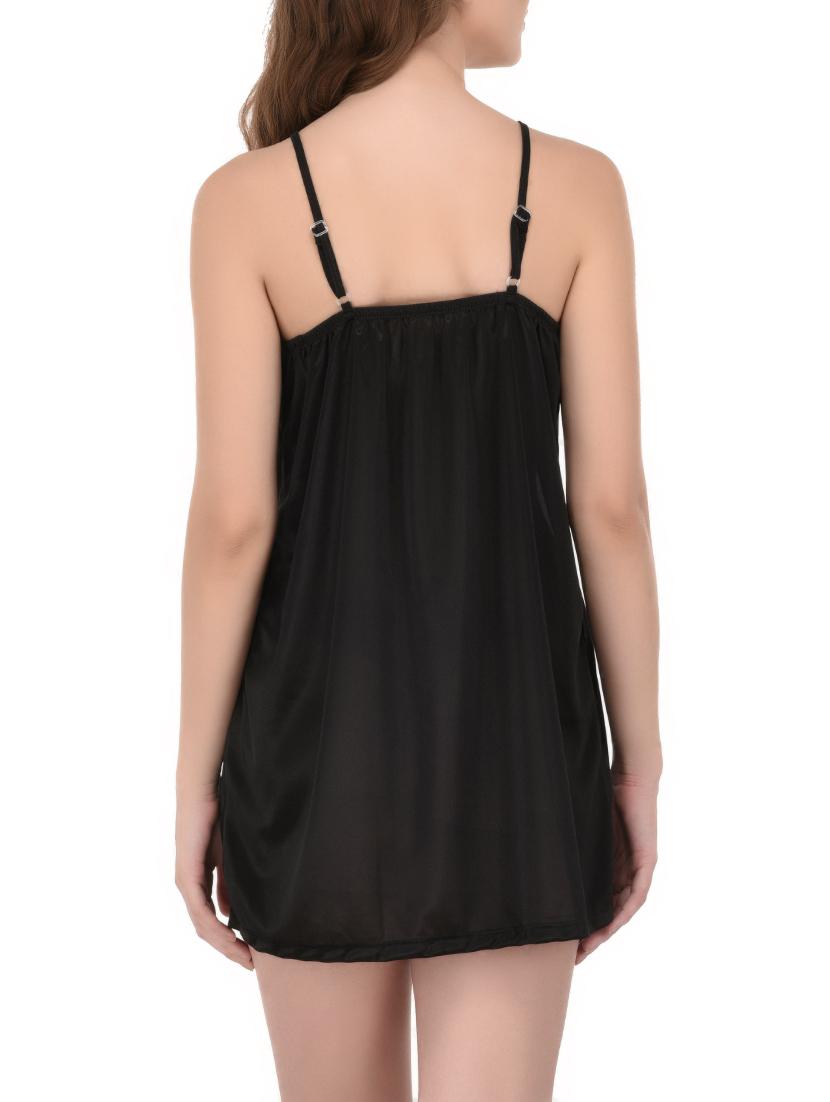 black satin sleepshirts with bra panty set - 14434088 - Zoom Image - 3