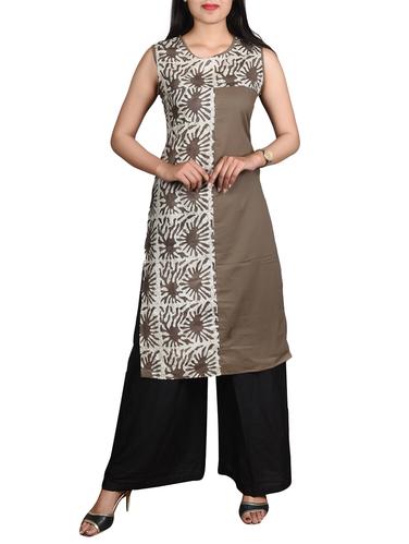 brown cotton straight kurta - 14434096 - Very Small Image - 1