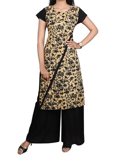 beige cotton straight kurta - 14434104 - Very Small Image - 1