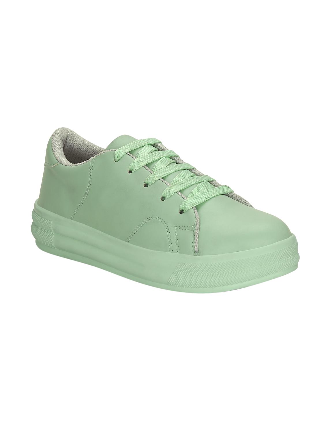 green faux leather laceup sneakers - 14434323 - Zoom Image - 1