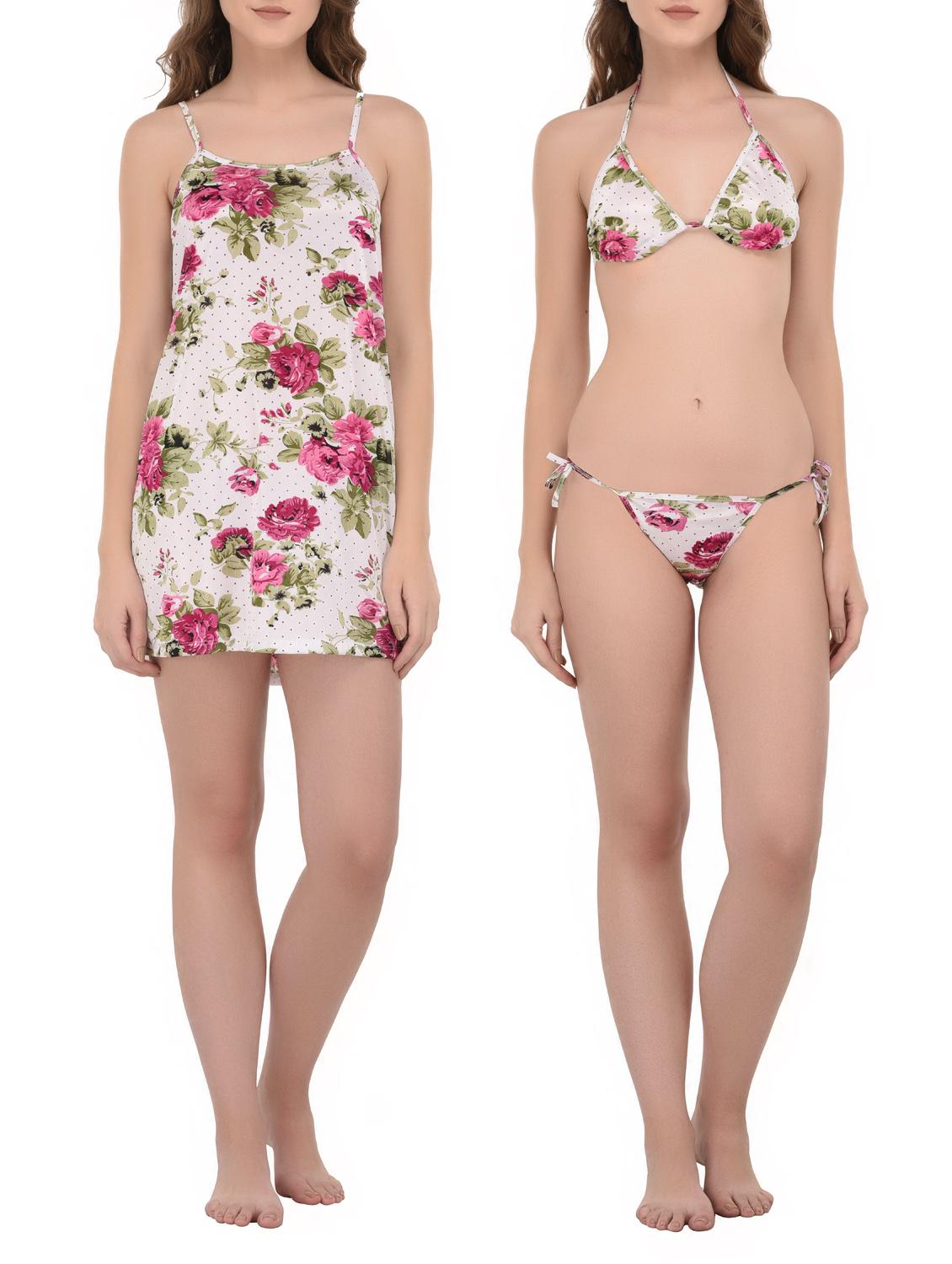 floral sleepshirt with bikini set - 14434705 - Zoom Image - 1