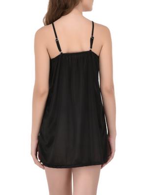 black satin sleepshirt with bra panty set - 14434713 - Standard Image - 3