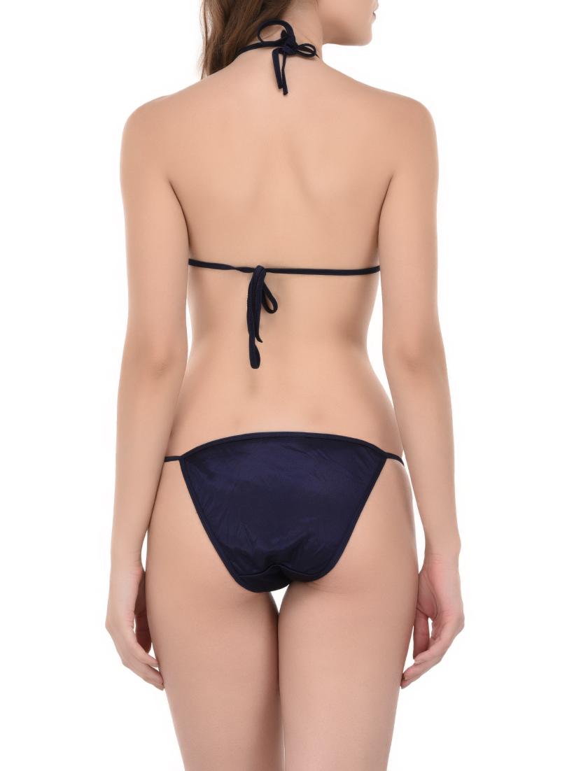navy blue satin sleepshirt with bra panty set - 14434716 - Zoom Image - 5