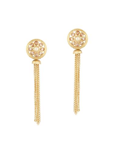 golden brass drop earrings - 14434904 - Very Small Image - 1