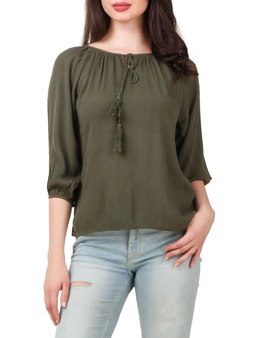 green crepe regular top - 14435132 - Standard Image - 1