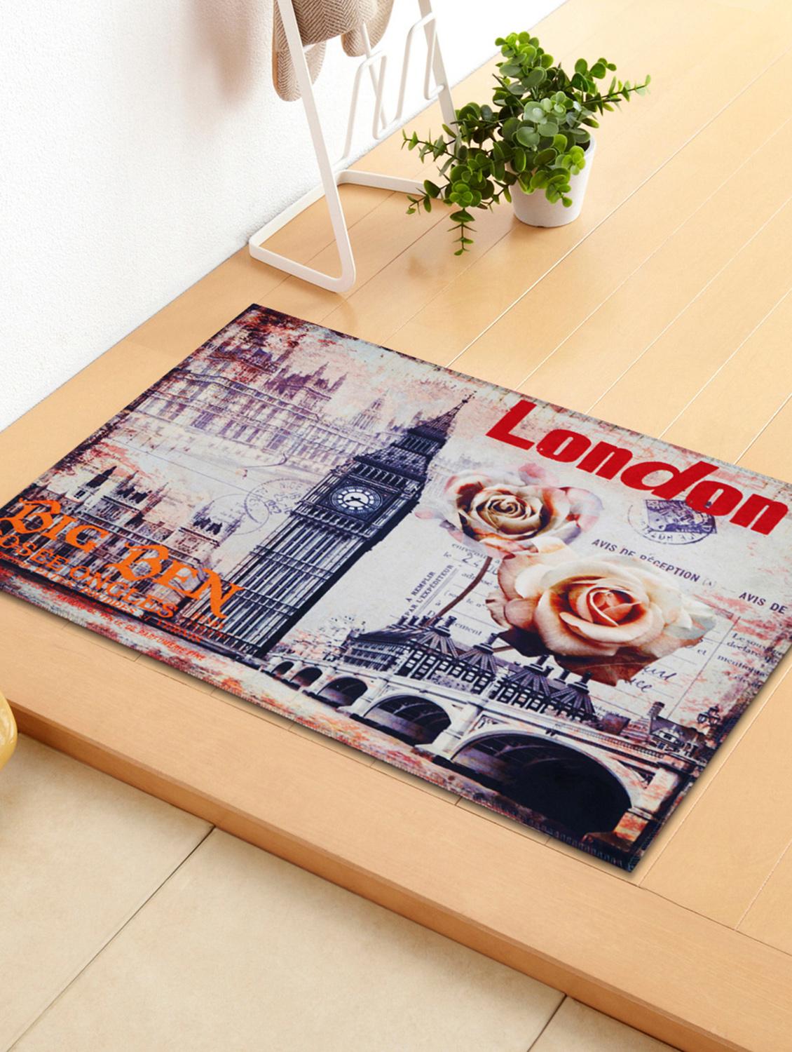 Story@Home Designer Big Ban Roses Cotton Blend Doormat - 16"x24", Multicolour - 14435150 - Zoom Image - 1