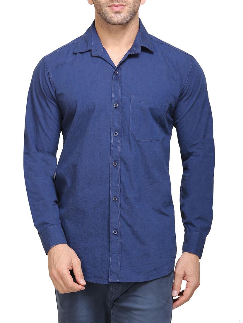 blue cotton casual shirt - 14435311 - Zoom Image - 1