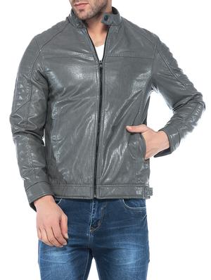 grey faux leather biker jacket - 14435419 - Standard Image - 1