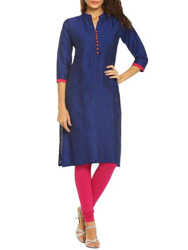 soch blue silk straight kurta - 14435502 - Very Small Image - 1