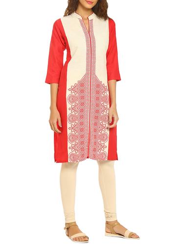 soch red cotton straight kurta - 14435505 - Very Small Image - 1