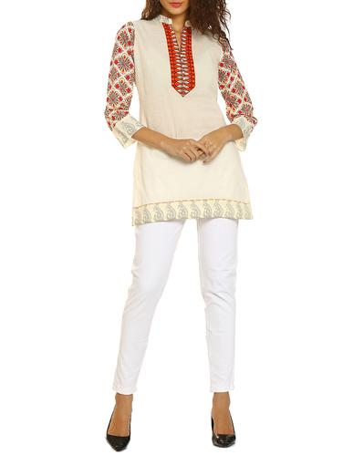 soch white cotton straight kurti - 14435514 - Very Small Image - 1