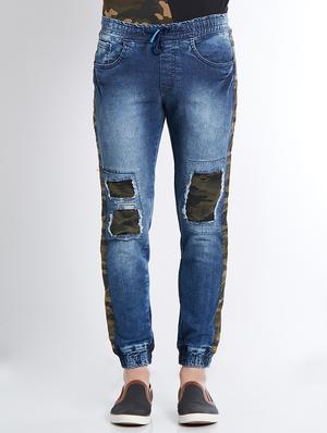 navy blue denim jogger - 14435613 - Standard Image - 1