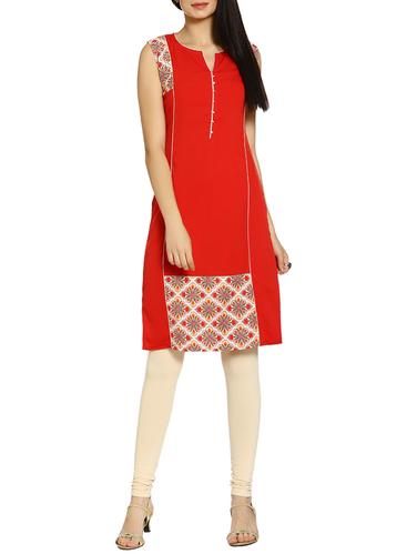 soch red rayon straight kurta - 14435614 - Very Small Image - 1