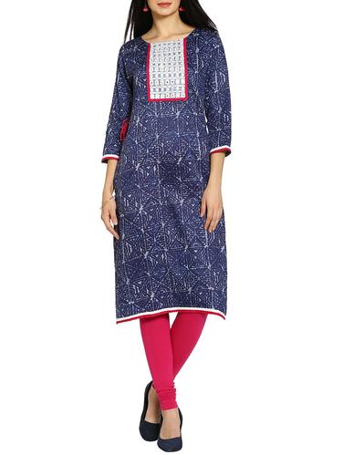soch blue cotton straight kurta - 14435619 - Very Small Image - 1