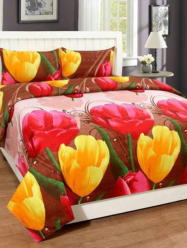 Cotton Printed Double Bed Sheet With 2 Pillow Covers - 14436410 - Very Small Image - 1