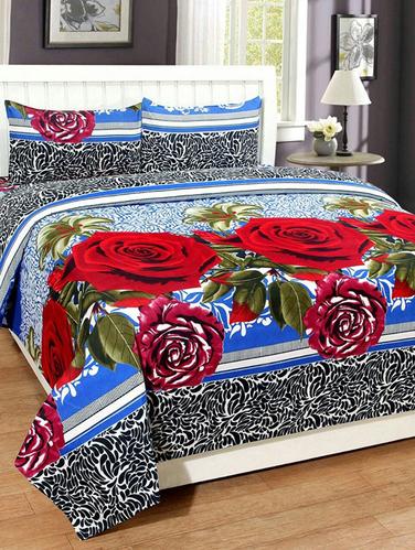 Cotton Printed Double Bed Sheet With 2 Pillow Covers - 14436411 - Very Small Image - 1