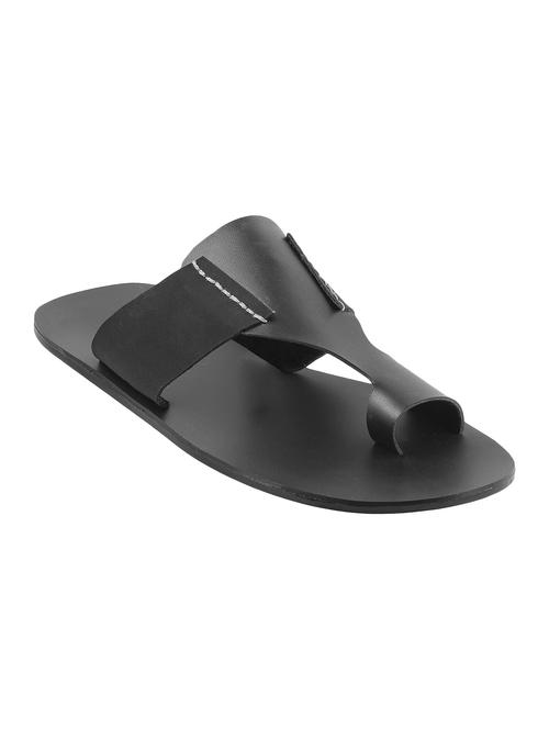 black leather slip on slippers - 14437085 - Standard Image - 1