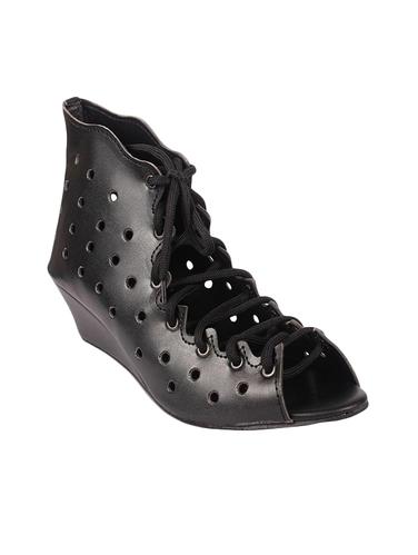 black faux leather gladiators wedges - 14437356 - Very Small Image - 1