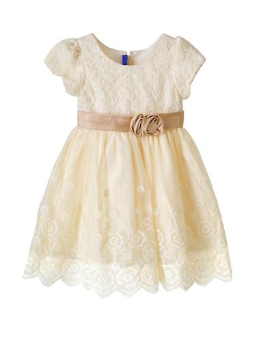 beige cotton blend frock - 14437876 - Very Small Image - 1