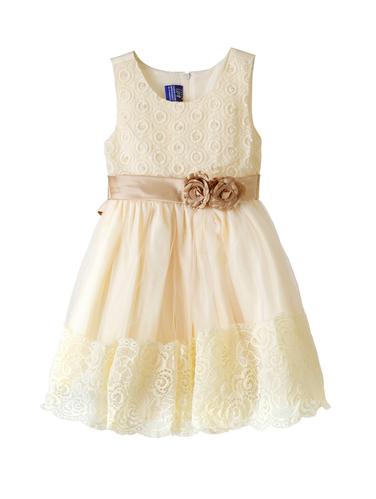 beige cotton blend frock - 14437883 - Very Small Image - 1