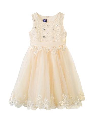 beige cotton blend frock - 14437913 - Very Small Image - 1