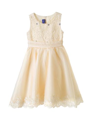 beige cotton blend frock - 14437919 - Very Small Image - 1