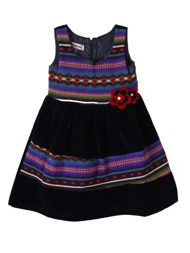 blue cotton blend frock - 14437925 - Very Small Image - 1