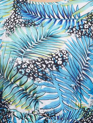 blue printed a-line belted dress - 14438362 - Standard Image - 5