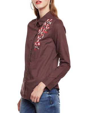 brown viscose regular shirt - 14438430 - Standard Image - 2