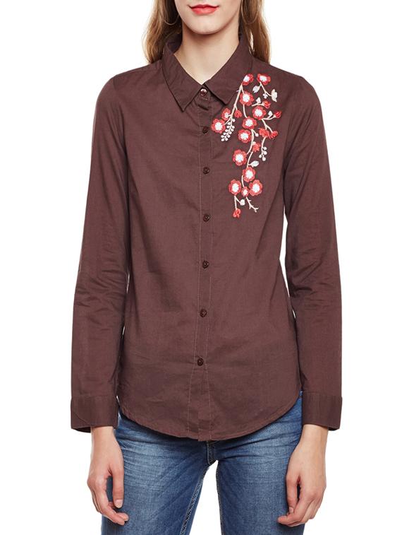 brown viscose regular shirt - 14438430 - Zoom Image - 1